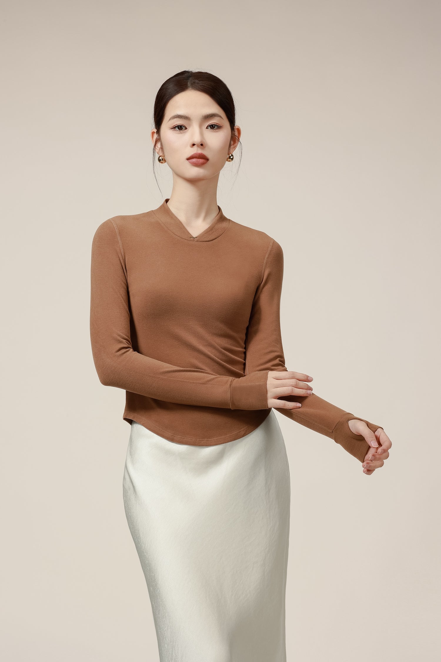 CatWarm V-Neck Thermal Long Sleeve Top
