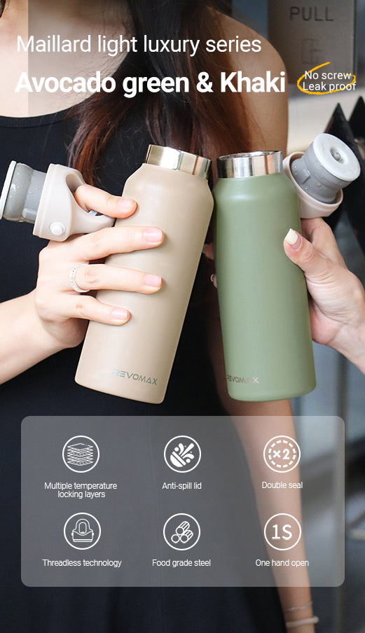 12oz Water Bottle Avocado green & Khaki