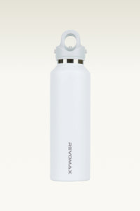 Hikesity's innovative, no-screw design, white 32oz water bottle; 316L stainless steel lining, exceptional durability, corrosion resistance, and heat retention.  