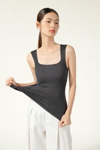 Black - Infrared Reflection Thermal Tank Tops: Upgraded bra, removable invisible bust line with anti-static fabric.