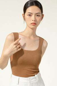 Light Brown - Infrared Reflection Thermal Tank Tops: Upgraded bra, removable invisible bust line with anti-static fabric.