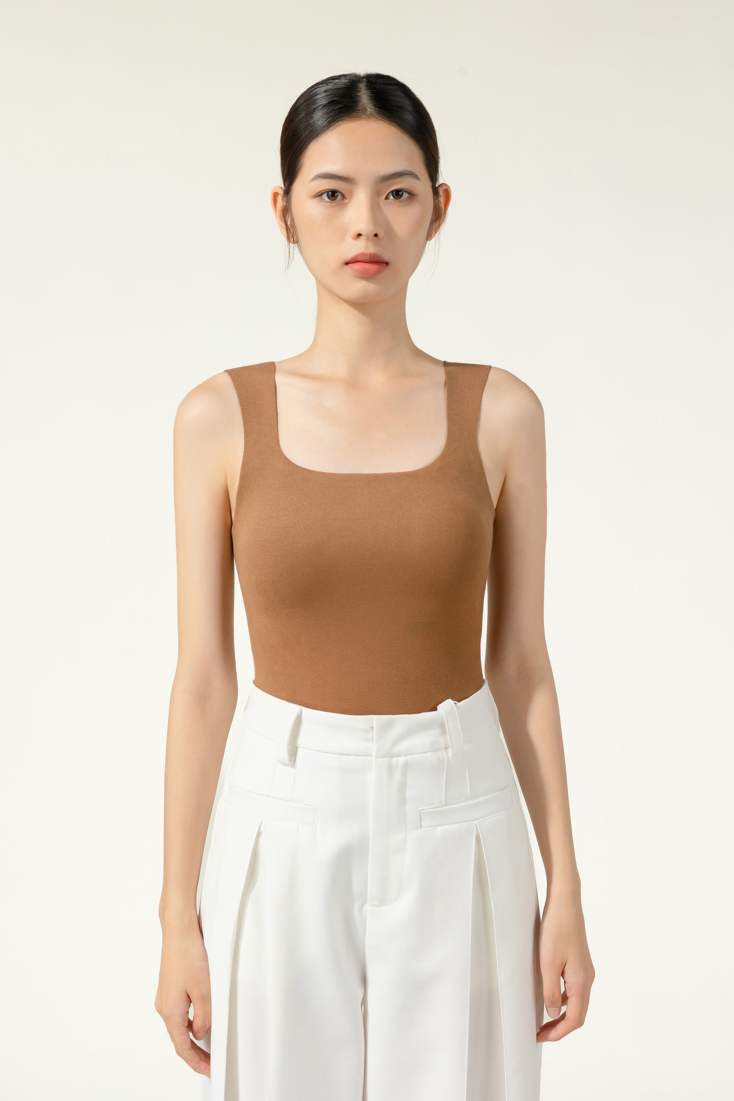 Light Brown - Infrared Reflection Thermal Tank Tops: Upgraded bra, removable invisible bust line with anti-static fabric.