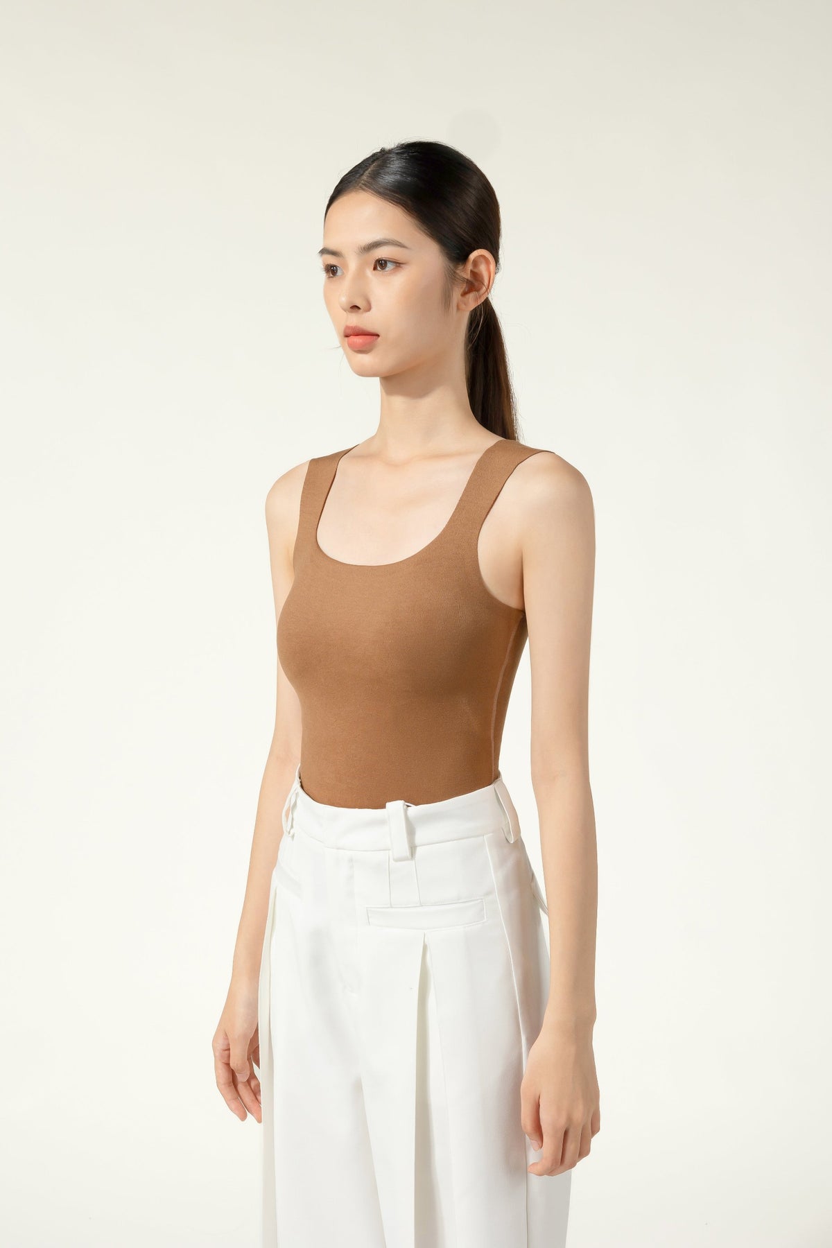 Light Brown - Infrared Reflection Thermal Tank Tops: Upgraded bra, removable invisible bust line with anti-static fabric.