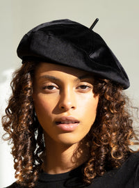 Luster Velvet Sculptural Beret Hat