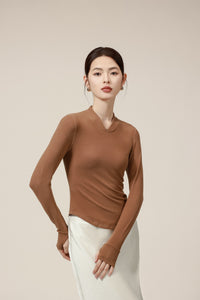 CatSoft V-Neck Thermal Long Sleeve Top