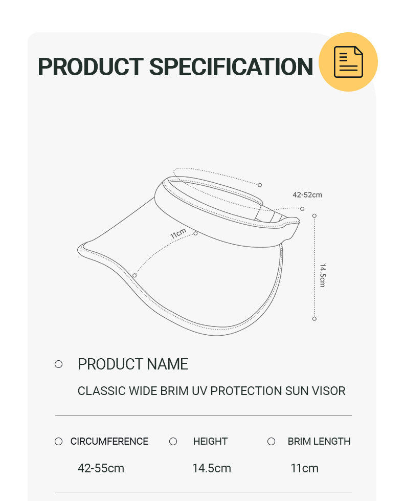 Classic Wide Brim UV Protection Sun Visor