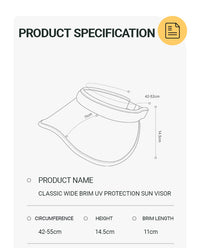 Classic Wide Brim UV Protection Sun Visor