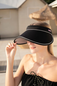 Classic Wide Brim UV Protection Sun Visor: Blocks 99.9% of UV rays without blocking your vision; Available in black and pink. 