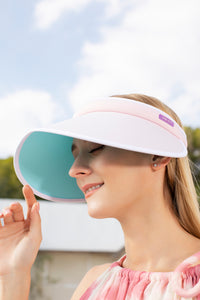 Classic Wide Brim UV Protection Sun Visor: Blocks 99.9% of UV rays without blocking your vision; Available in black and pink. 