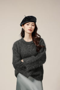 Luster Velvet Sculptural Beret Hat